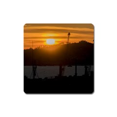 Aerial View Sunset Scene Of Montevideo Uruguay Square Magnet by dflcprints