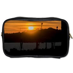 Aerial View Sunset Scene Of Montevideo Uruguay Toiletries Bags by dflcprints