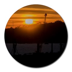 Aerial View Sunset Scene Of Montevideo Uruguay Round Mousepads by dflcprints