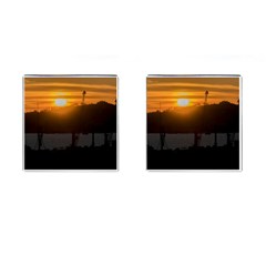 Aerial View Sunset Scene Of Montevideo Uruguay Cufflinks (square) by dflcprints