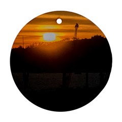 Aerial View Sunset Scene Of Montevideo Uruguay Round Ornament (two Sides)  by dflcprints