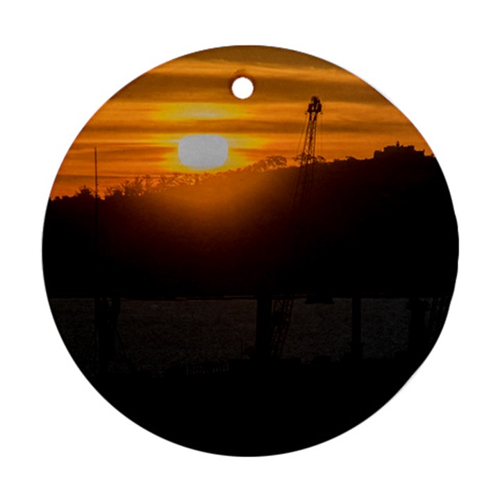 Aerial View Sunset Scene Of Montevideo Uruguay Round Ornament (Two Sides) 