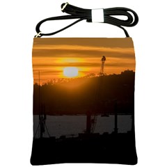 Aerial View Sunset Scene Of Montevideo Uruguay Shoulder Sling Bags by dflcprints