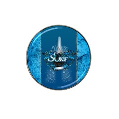 Surf, Surfboard With Water Drops On Blue Background Hat Clip Ball Marker (4 Pack) by FantasyWorld7