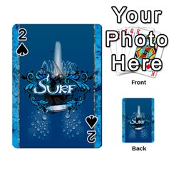 Surf, Surfboard With Water Drops On Blue Background Playing Cards 54 Designs  by FantasyWorld7