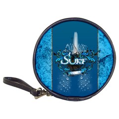 Surf, Surfboard With Water Drops On Blue Background Classic 20-cd Wallets by FantasyWorld7