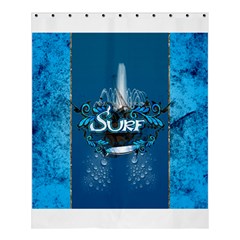 Surf, Surfboard With Water Drops On Blue Background Shower Curtain 60  X 72  (medium)  by FantasyWorld7