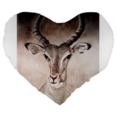 Antelope Horns Large 19  Premium Flano Heart Shape Cushions by TwoFriendsGallery