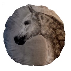 Grey Arabian Horse Large 18  Premium Round Cushions