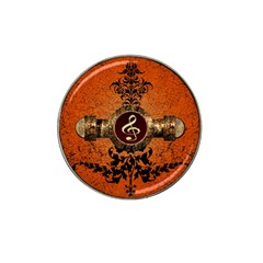 Wonderful Golden Clef On A Button With Floral Elements Hat Clip Ball Marker by FantasyWorld7