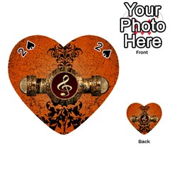 Wonderful Golden Clef On A Button With Floral Elements Playing Cards 54 (heart)  by FantasyWorld7