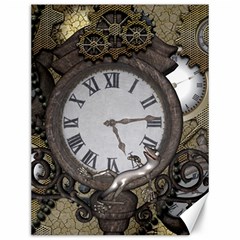 Steampunk, Awesome Clocks With Gears, Can You See The Cute Gescko Canvas 12  X 16  