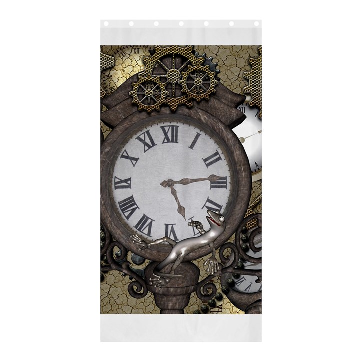 Steampunk, Awesome Clocks With Gears, Can You See The Cute Gescko Shower Curtain 36  x 72  (Stall) 