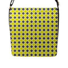 Yellow Black Flap Closure Messenger Bag (l)