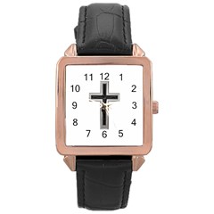 Christian Cross Rose Gold Leather Watch  by igorsin