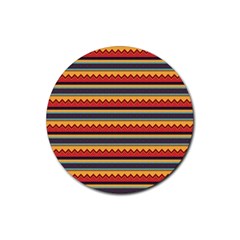 Waves And Stripes Pattern Rubber Round Coaster (4 Pack) by LalyLauraFLM