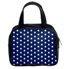 Dark Blue Star Pattern Classic Handbag (two Sides) by 4SeasonsDesigns