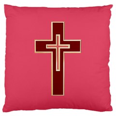 Red Christian Cross Large Cushion Case (two Sides) by igorsin