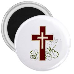 Red Christian Cross 3  Magnet