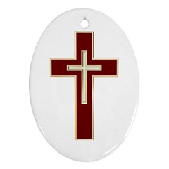 Red Christian Cross Oval Ornament (two Sides) by igorsin