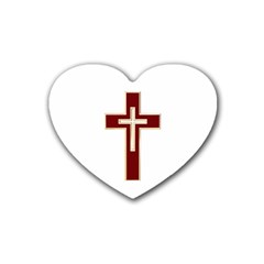 Red Christian Cross Rubber Coaster (heart) by igorsin