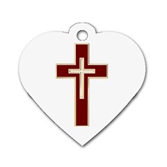 Red Christian Cross Dog Tag Heart (two Sides)