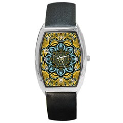 Blue Floral Fractal Barrel Metal Watches by igorsin