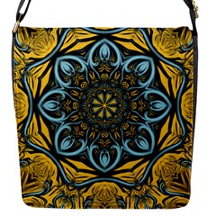 Blue Floral Fractal Flap Messenger Bag (s) by igorsin