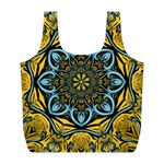 Blue floral fractal Full Print Recycle Bags (L)  Back