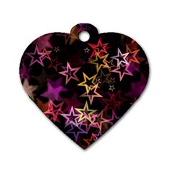 Sparkly Stars Pattern Dog Tag Heart (one Side)