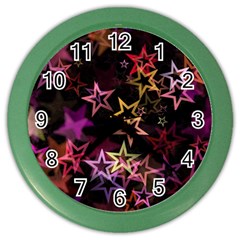 Sparkly Stars Pattern Color Wall Clocks by LovelyDesigns4U