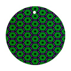 Stars In Hexagons Pattern Ornament (round) by LalyLauraFLM