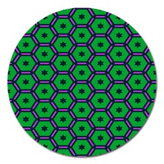 Stars In Hexagons Pattern Magnet 5  (round) by LalyLauraFLM