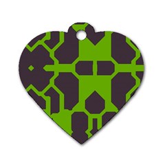 Brown Green Shapes Dog Tag Heart (two Sides) by LalyLauraFLM