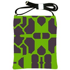 Brown Green Shapes Shoulder Sling Bag by LalyLauraFLM