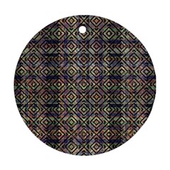 Multicolored Ethnic Check Seamless Pattern Round Ornament (two Sides)  by dflcprints