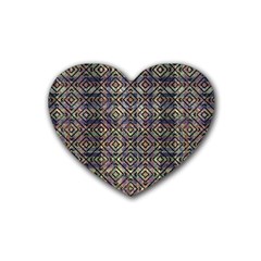 Multicolored Ethnic Check Seamless Pattern Rubber Coaster (heart)  by dflcprints