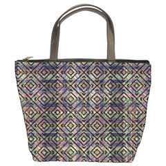 Multicolored Ethnic Check Seamless Pattern Bucket Bags by dflcprints