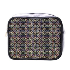 Multicolored Ethnic Check Seamless Pattern Mini Toiletries Bags