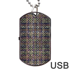 Multicolored Ethnic Check Seamless Pattern Dog Tag Usb Flash (one Side) by dflcprints