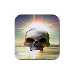 Skull Sunset Rubber Square Coaster (4 Pack)  by icarusismartdesigns