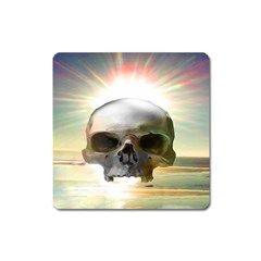 Skull Sunset Square Magnet by icarusismartdesigns