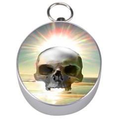 Skull Sunset Silver Compasses by icarusismartdesigns