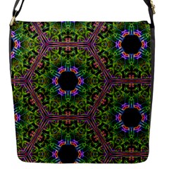 Repeated Geometric Circle Kaleidoscope Flap Messenger Bag (s) by canvasngiftshop
