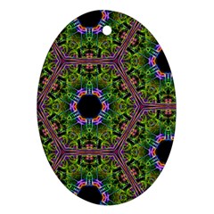 Repeated Geometric Circle Kaleidoscope Ornament (oval)  by canvasngiftshop