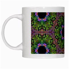 Repeated Geometric Circle Kaleidoscope White Mugs by canvasngiftshop