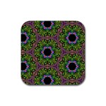 Repeated Geometric Circle Kaleidoscope Rubber Coaster (Square) 