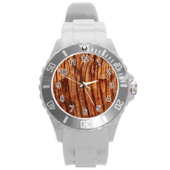 Old Brown Weathered Wood Round Plastic Sport Watch (l) by trendistuff