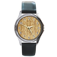 Light Beige Bamboo Round Metal Watches by trendistuff