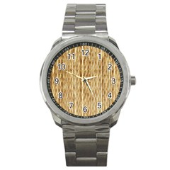 Light Beige Bamboo Sport Metal Watches by trendistuff